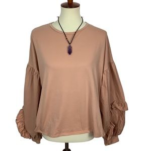 Zara Trafaluc Boho Top Balloon Sleeves